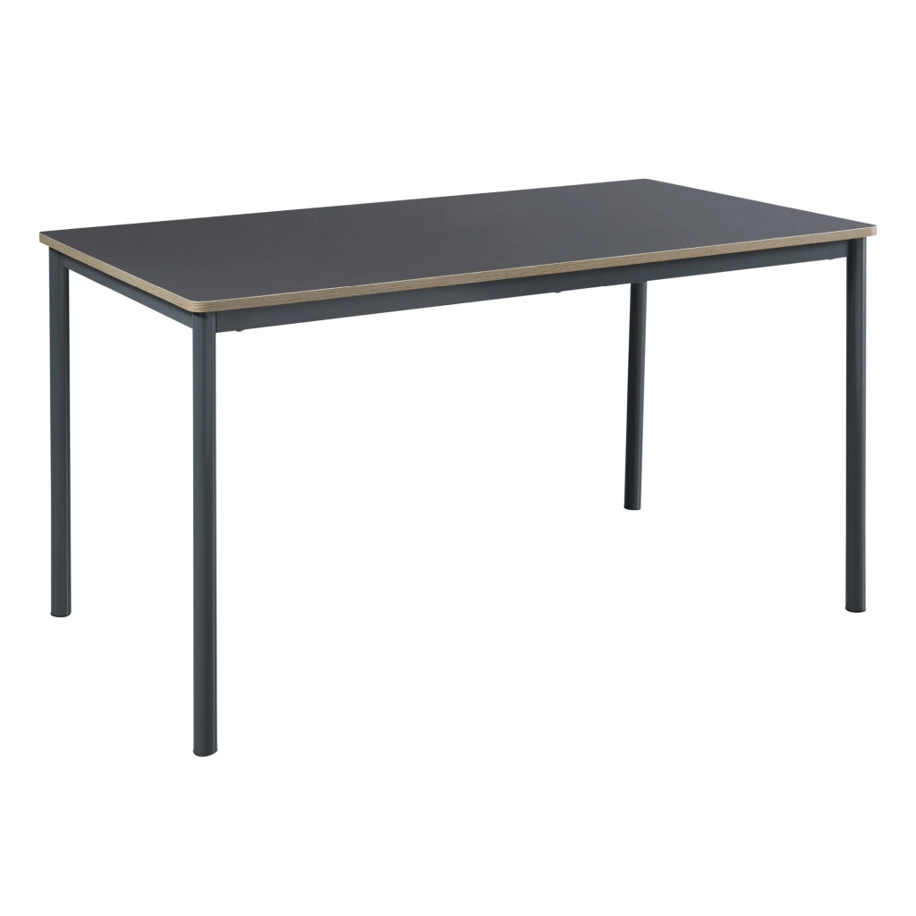 Set da Pranzo Lindesberg Tavolo 140x80 cm Grigio e 4 Sedie Tessuto Marrone Chiaro [en.casa]