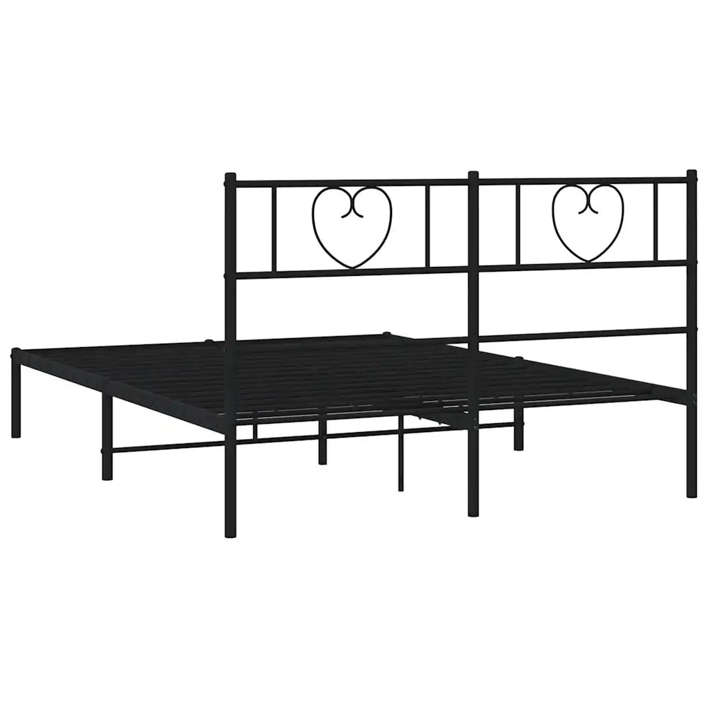 Giroletto con Testiera in Metallo Nero 160x200 cm 355466
