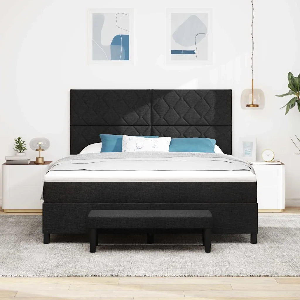 Letto a molle con testiera Nero 180 x 200 cm Tessuto 3344165