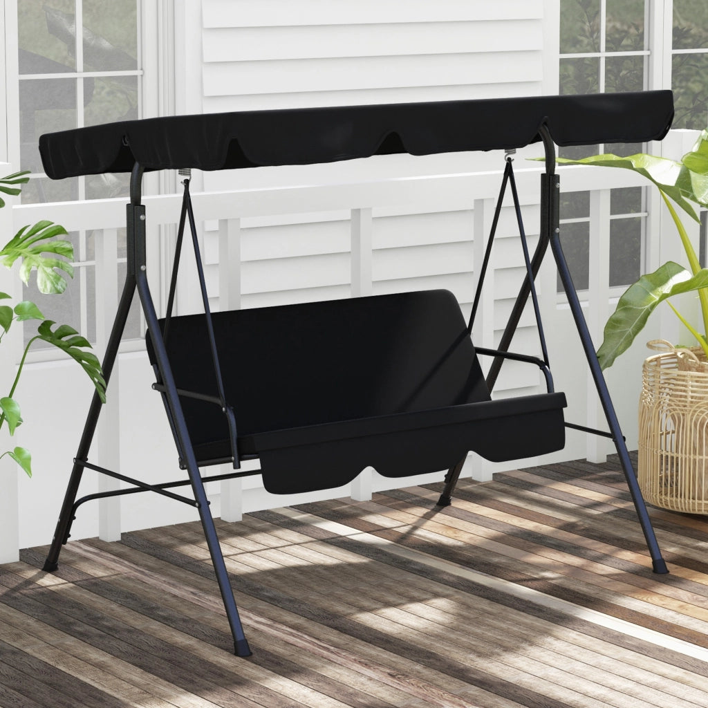 Amaca da giardino 3 posti ¨C zephmum ¨C nero, acciaio, poliestere, cuscini