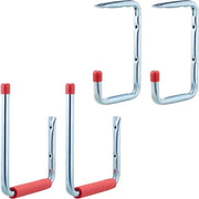 Set di 4 ganci per parete - 2 dimensioni - fino a 15 kg - ganci da appeso per officina - ganci per garage - scala - argento-rosso