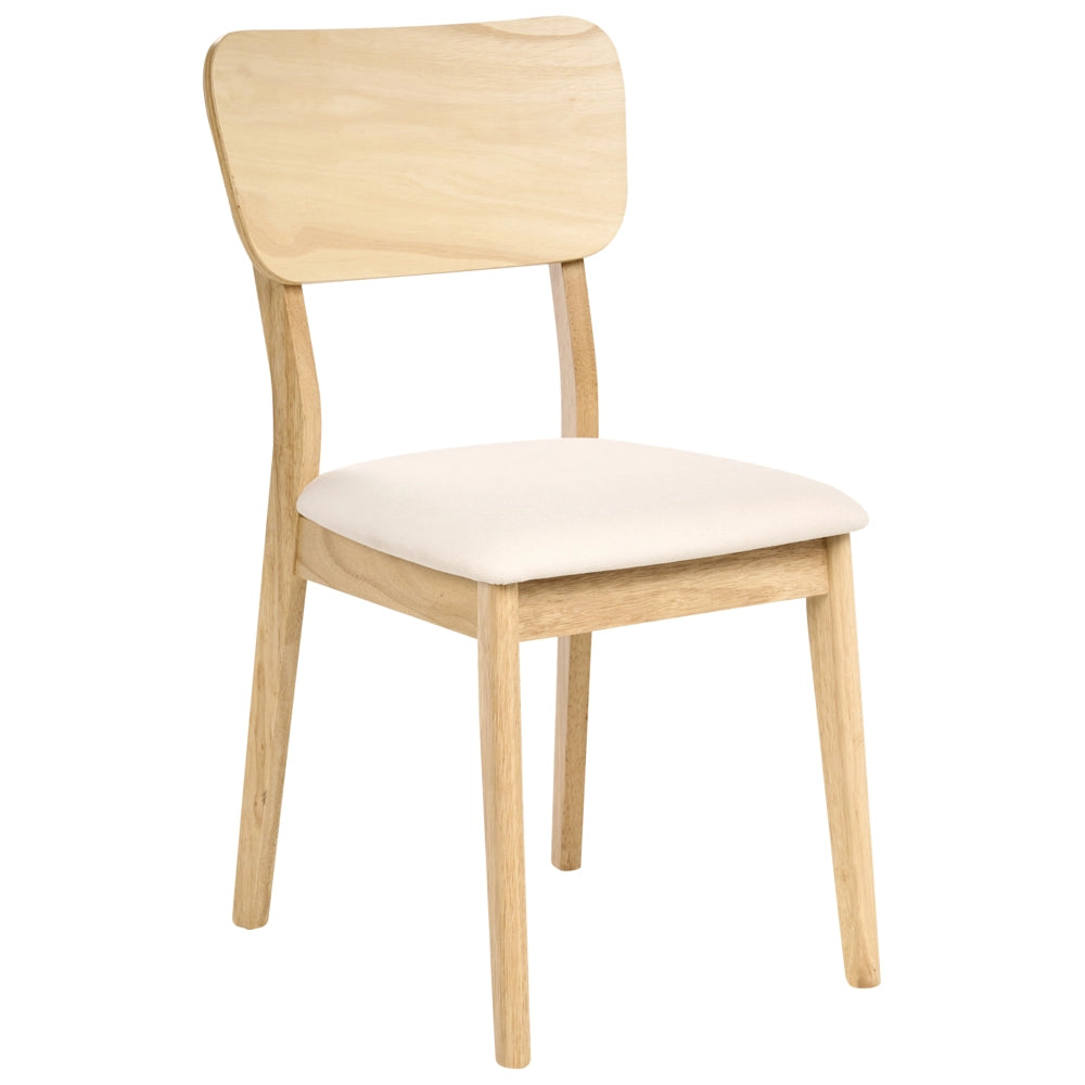 Set di 2 sedie da pranzo Marrone chiaro Seduta imbottita Poliestere Gomma Struttura in legno Stile retrò Sala da pranzo