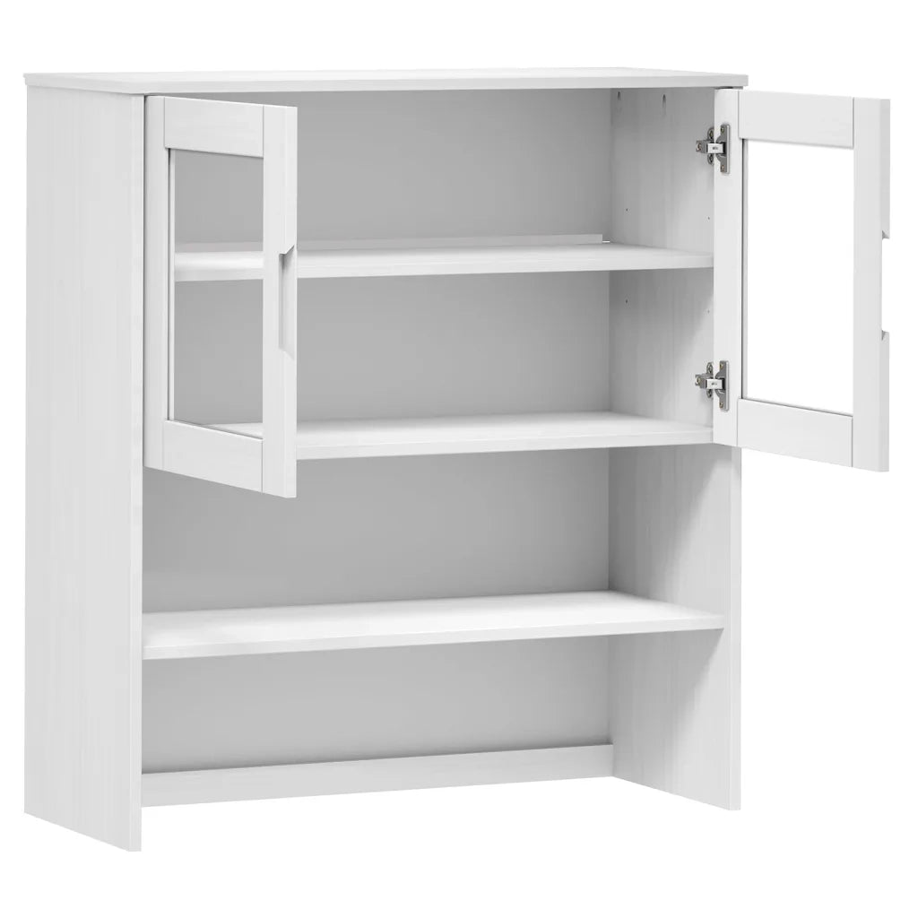 Piano Credenza | Madia | Buffet da pranzo | Armadio da pranzo MOLDE Bianco 90x35x100 cm Legno Massello di Pino