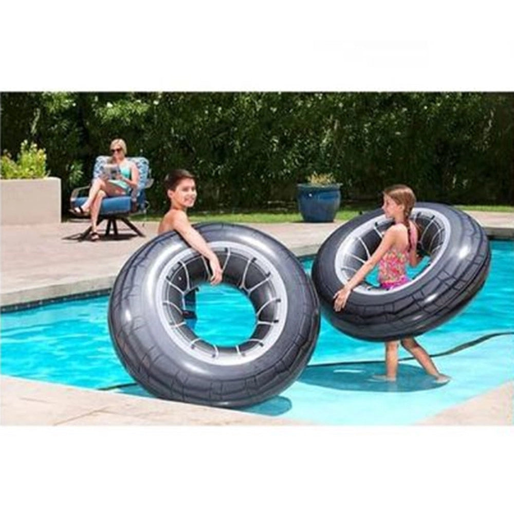 Trade Shop - Ciambella Salvagente Gonfiabile Con Maniglie Forma Di Ruota Grande 119 Cm Gonfiabili 36102 -