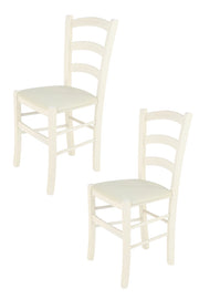 Set 2 Sedie Venice Tommychairs, struttura in faggio verniciata anilina bianca e seduta rivestita in tessuto avorio