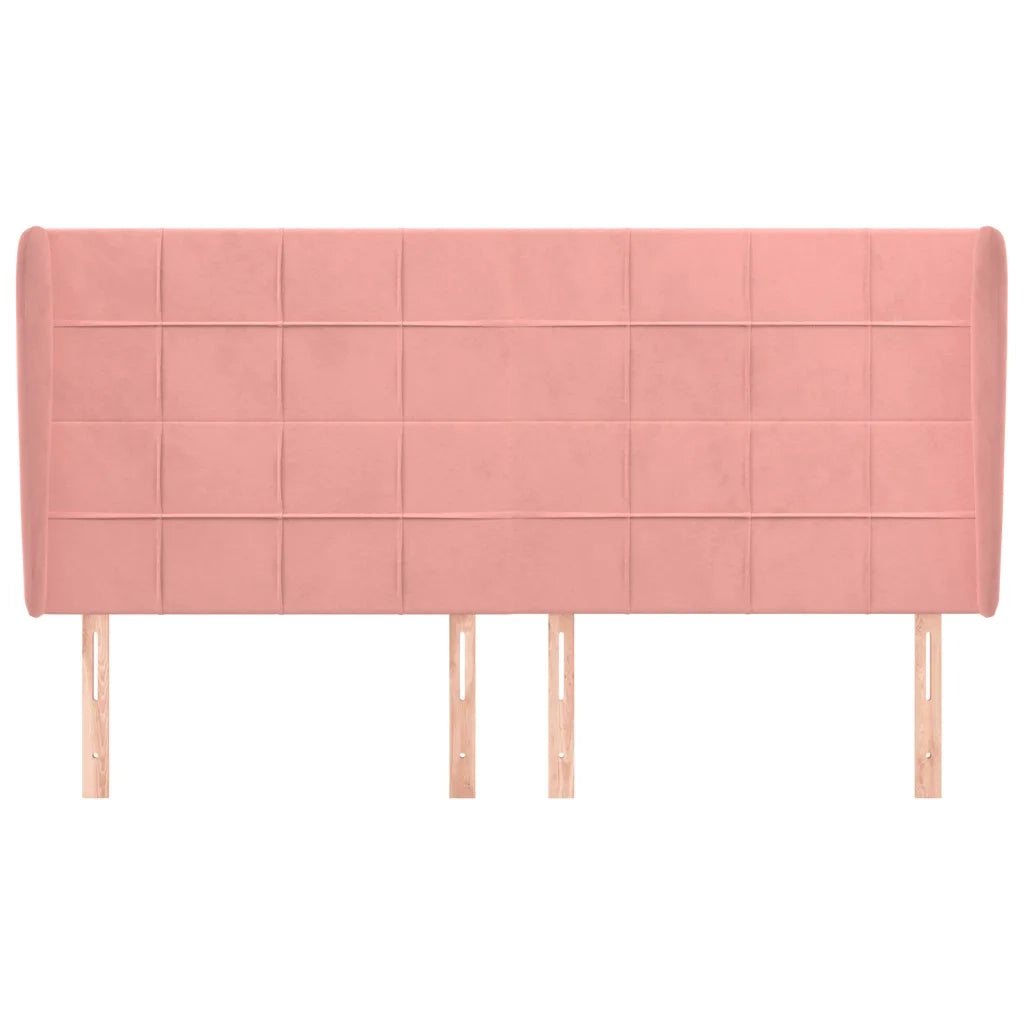 Testiera | Testata ad Orecchio Rosa 163x23x118/128 cm in Velluto
