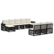 Set Divano da Giardino 10 pcs Nero e Bianco Crema polyrattan 3435244