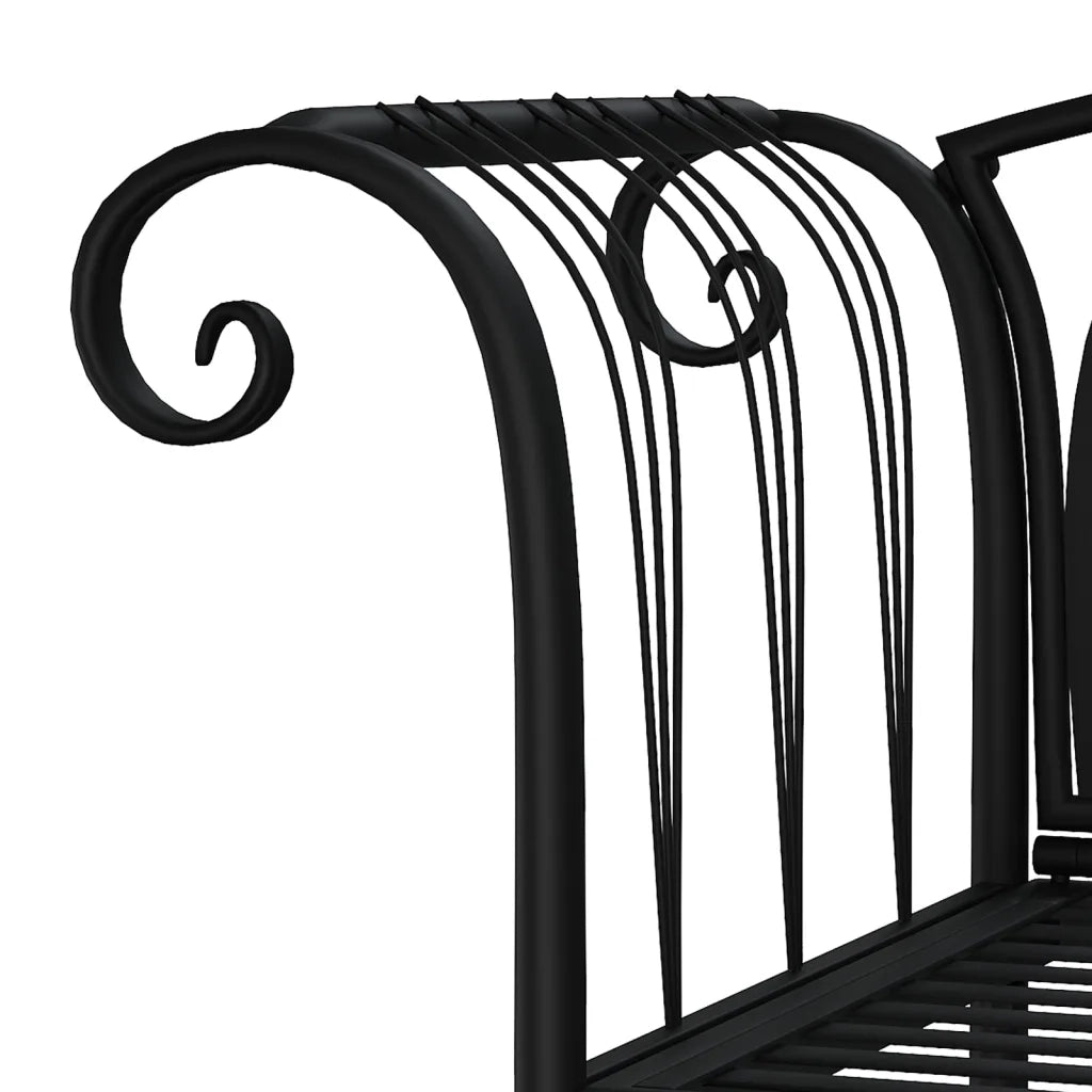 Panca da Giardino a 2 Posti 128 cm Nera in Acciaio