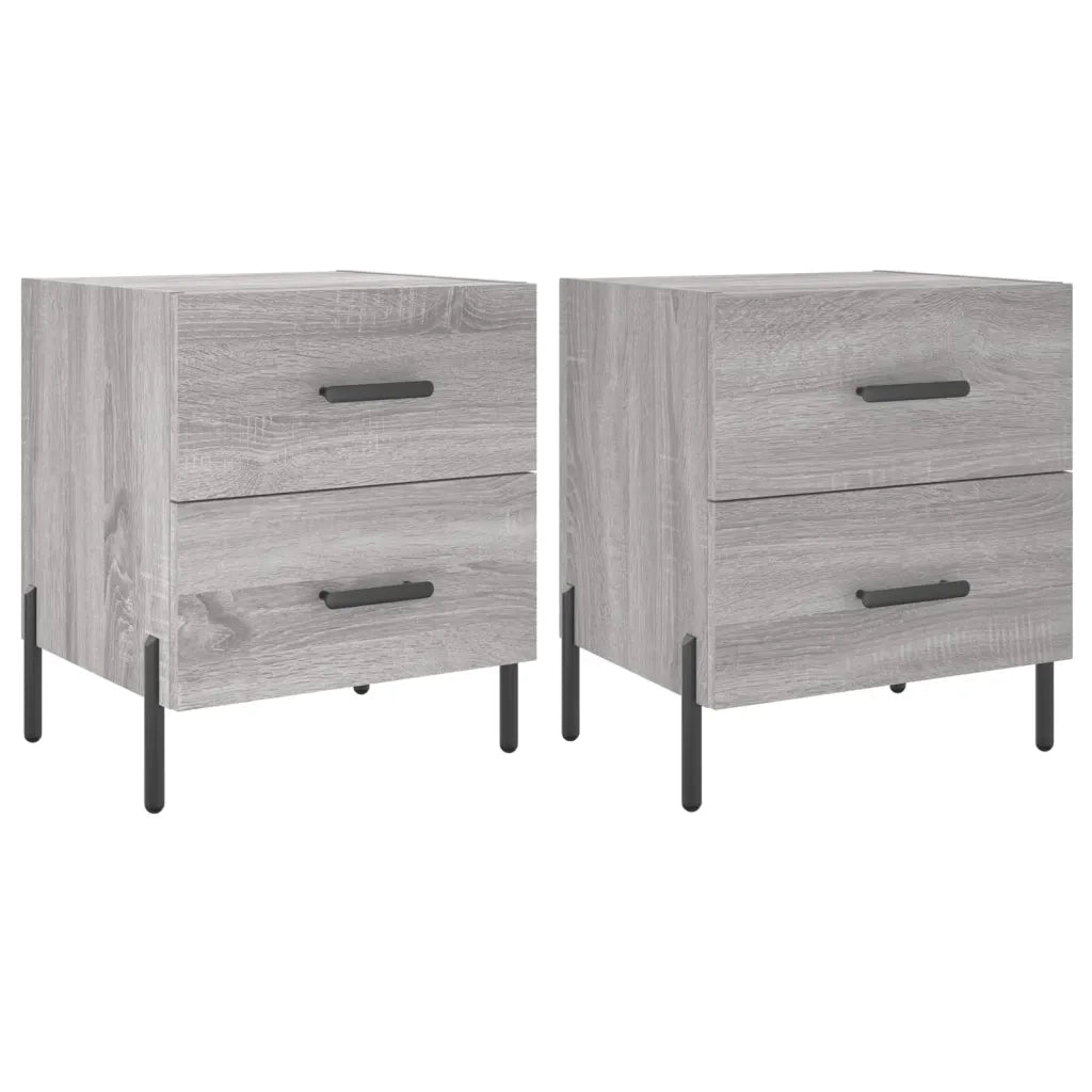 Set di 2 Comodini | Armadio da Notte | Mobiletto da notte Grigio Sonoma 40x35x47,5 cm in Legno Multistrato