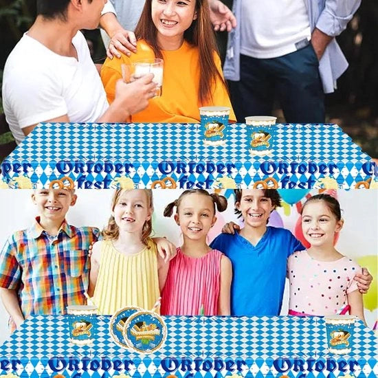 Tavolo da festa Oktoberfest blu e bianco decorativo - Set di decorazioni da tavolo per festa - Festa per tenda da birra - Festival della birra di Baviera - 137CM * 274CM