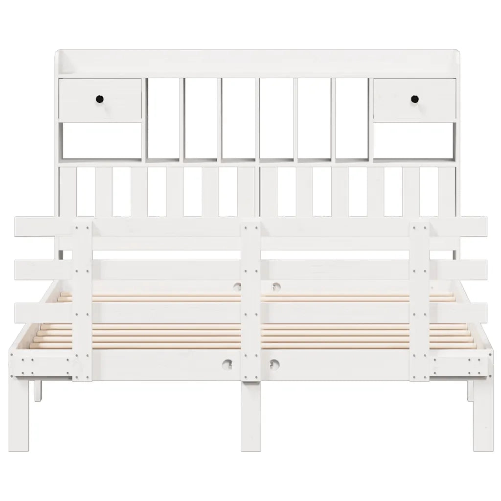 Letto Libreria senza Materasso Bianco 140x200 cm Legno di Pino 3322797