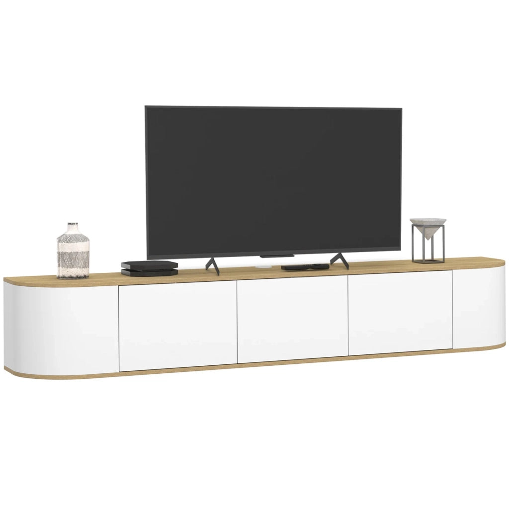 IDMarket - Mobile TV sospeso LEORA 180 cm a 3 ante in legno e bianco