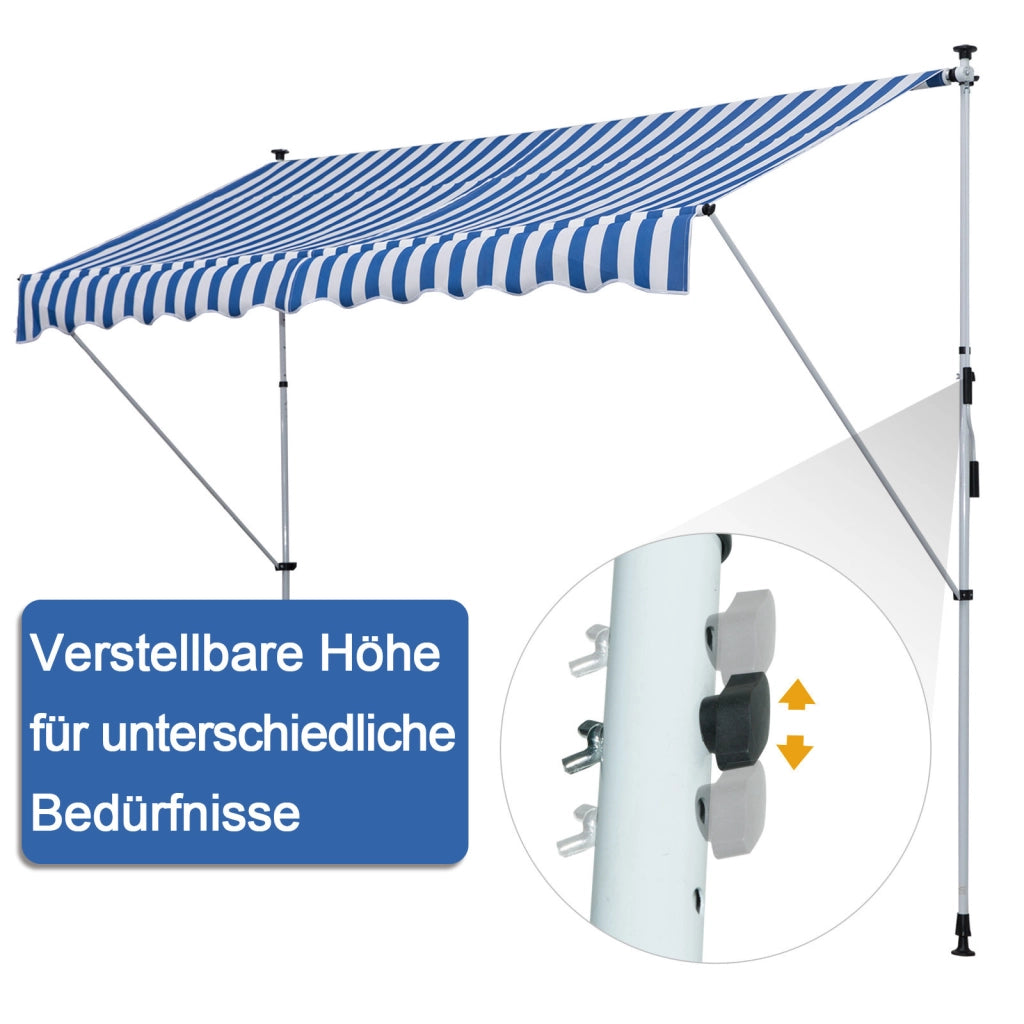 Tendone da balcone con manovella regolabile ¨C zephmum ¨C blu e bianco 150 cm