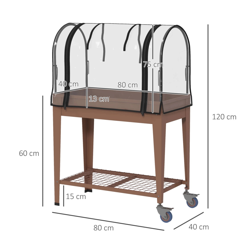 Letto da Giardino Urbano 80x40x120 cm con Cubierta de Invernadero ¨C zephmum ¨C Marrone