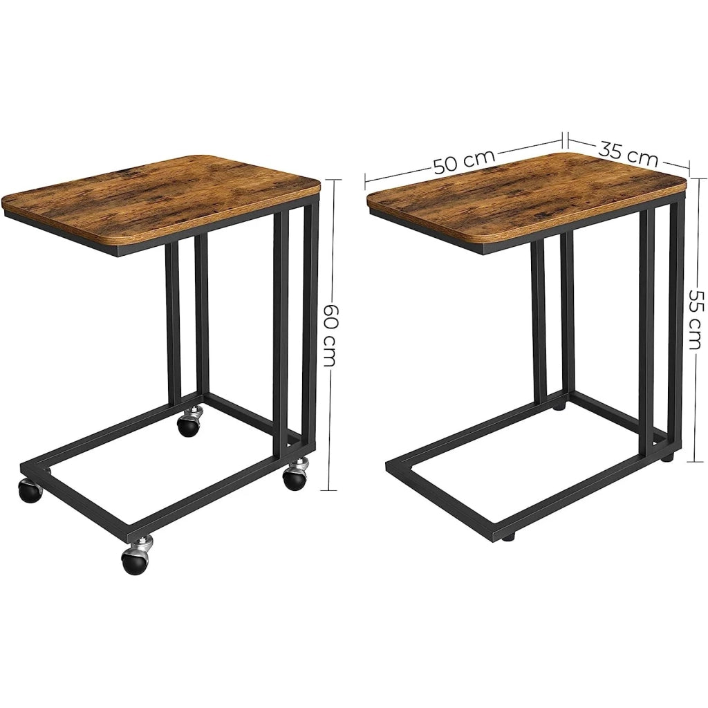 Tavolino laterale tavolino da caffè piccolo carrello mobile comodino 50 x 35 x 55 cm tavolo angolato per tazze da caffè ripiano facile da montare struttura in metallo con rotelle vintage 12_0004517