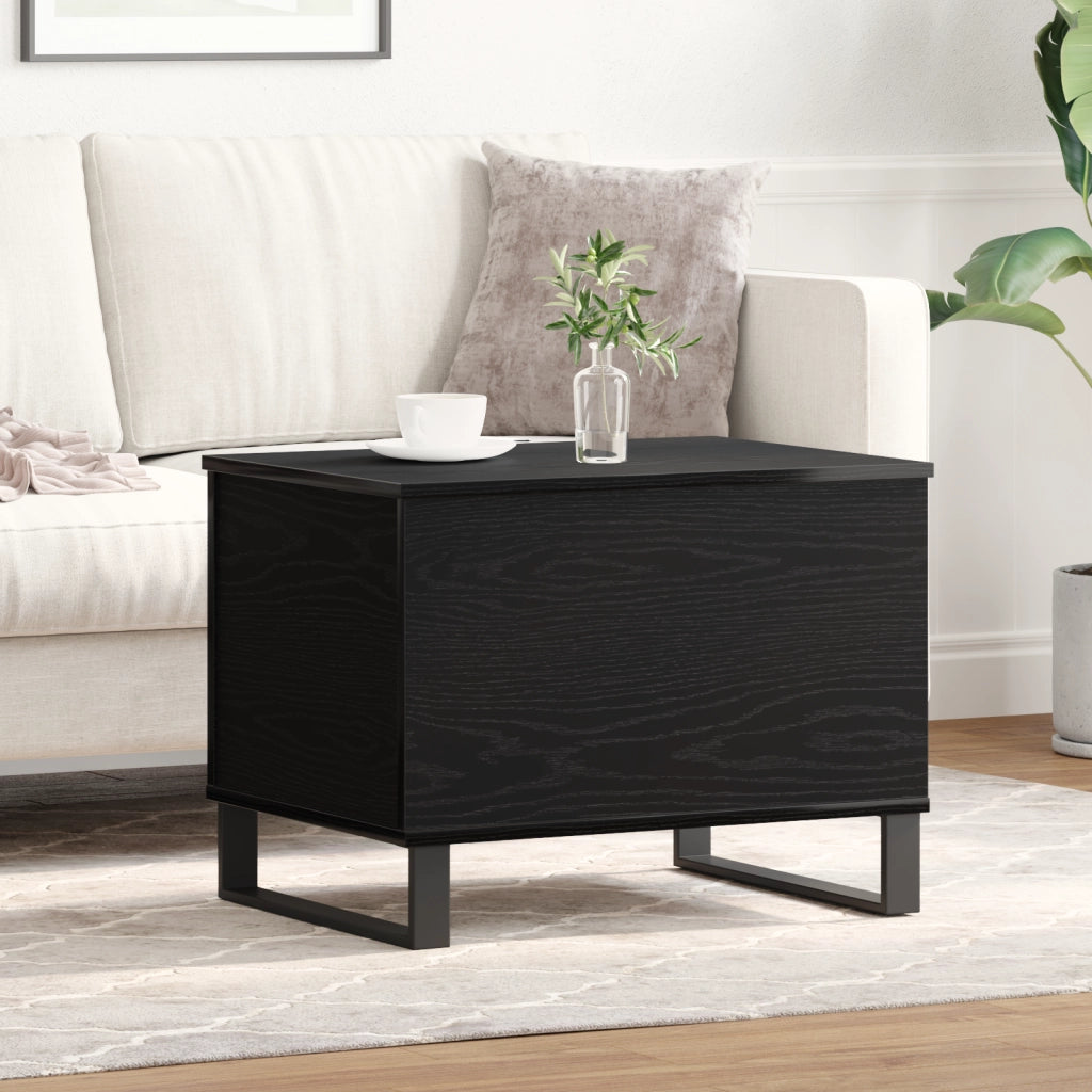 Tavolino da caffÃ¨ con piano sollevabile Nero Rovere 60x44,5x45 cm Legno ingegnerizzato