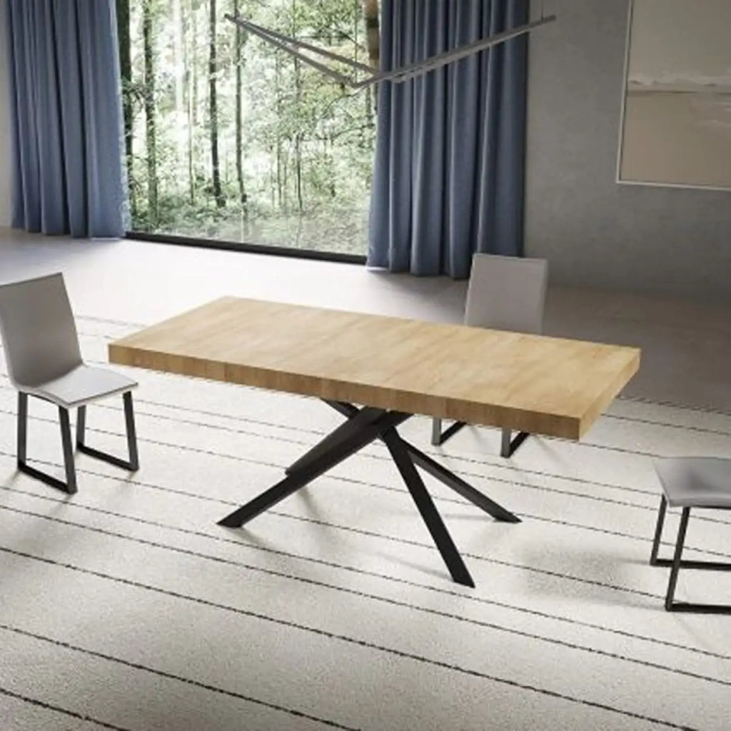 Tavolo allungabile 200/304x90 cm Niket colore quercia natura gambe antracite