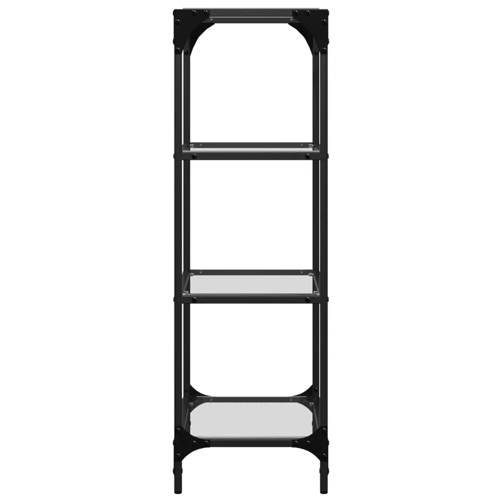 Scaffale con Piano in Vetro Trasparente 40x30x95cm in Acciaio 846038