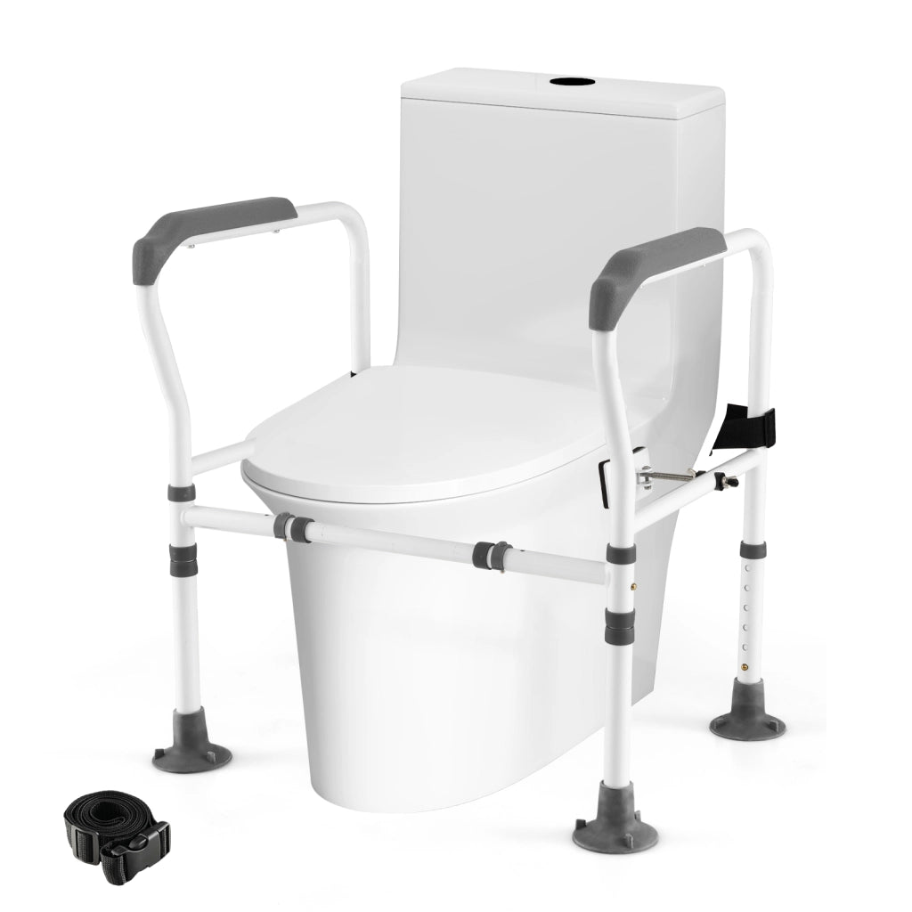 Supporto per WC bagno per anziani regolabile in altezza e larghezza, Supporto per gabinetto per anziani disabili Grigio