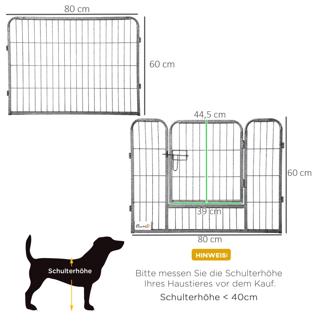 Box per cuccioli, altezza 60 cm, 16 segmenti, box per animali domestici, cancelletto per cuccioli, box personalizzabile, con 2 porte, acciaio