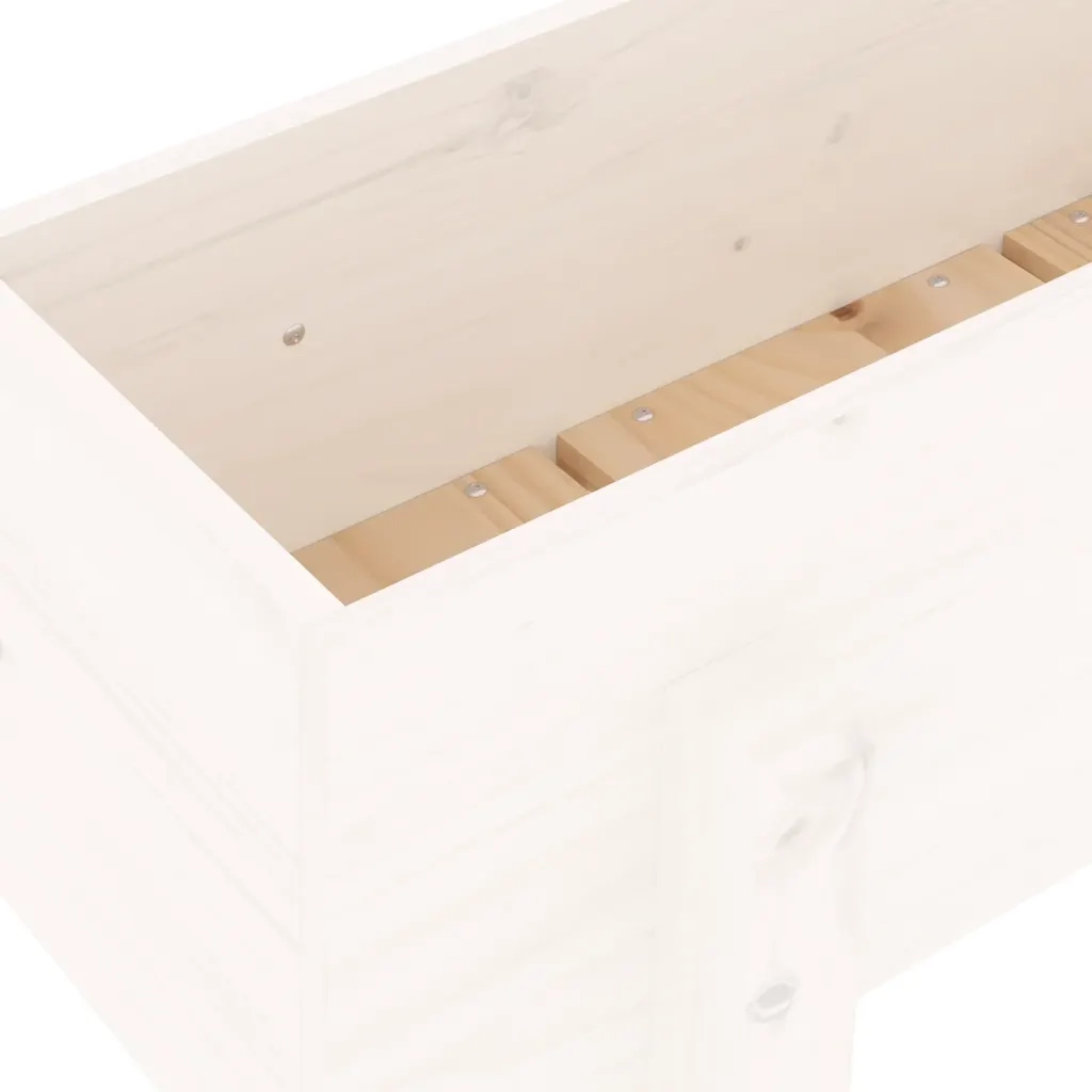 Fioriera da Giardino Bianca 62x30x38 cm Legno Massello di Pino 825178