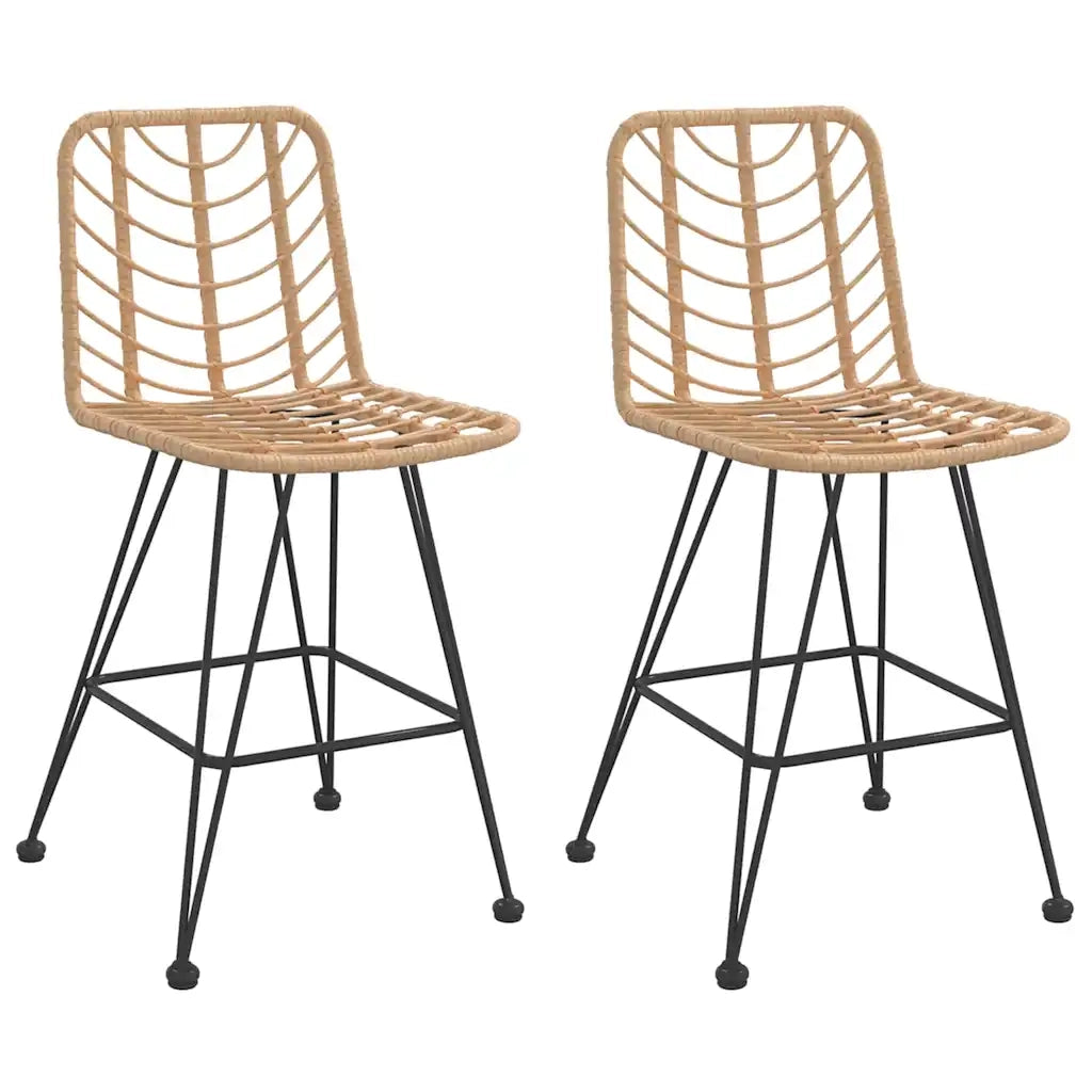Sgabelli da Bar 2 pz 45x56x103,5 cm Rattan PE e Acciaio cod mxl 8925