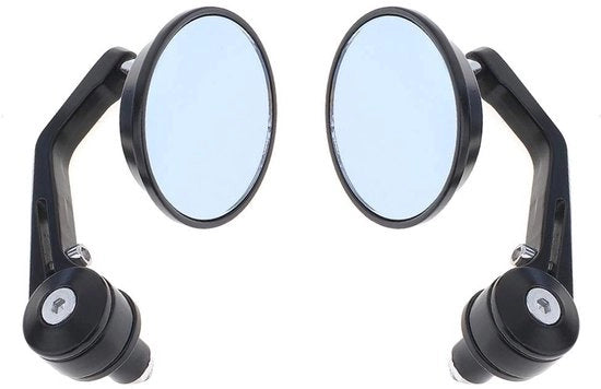 Specchi Retrovisori per Motocicletta - Design Unico - 2 Pezzi - Alluminio - Antiriflesso - 22mm/25mm Montaggio al Manubrio - Vetro Cristallo - Specchi Retrovisori per Motocicletta