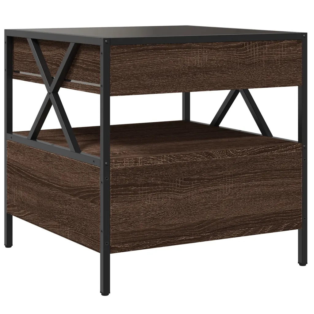 vidaXL Tavolino da Salotto con LED Infinity Rovere Marrone 50x50x51 cm