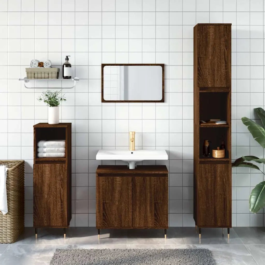 Armadietto Bagno Rovere Marrone 58x33x60cm in Legno Multistratocod mxl 105188