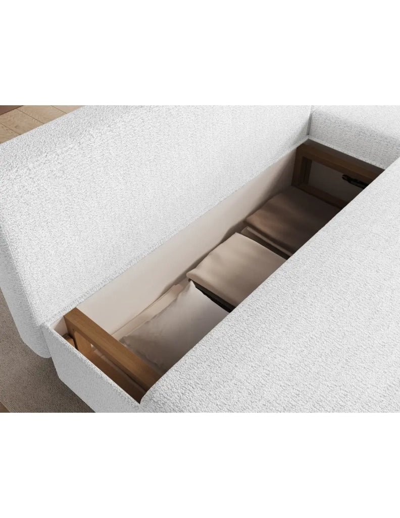 Divano ad angolo Bianco 3 posti piccolo spazio 206x90x146cm GINA