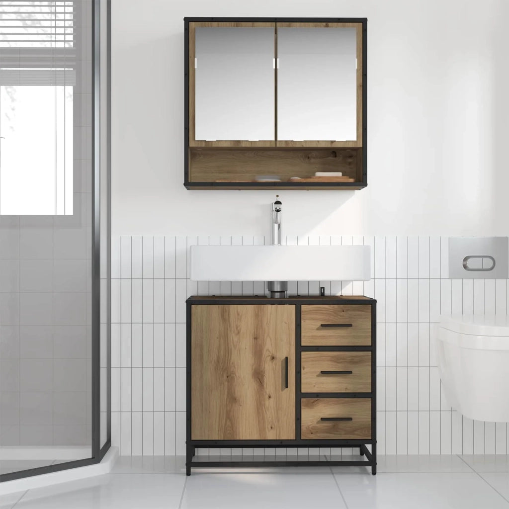Mobile da Bagno con cassetto Rovere artigianale 65 x 33 x 60 cm 883625