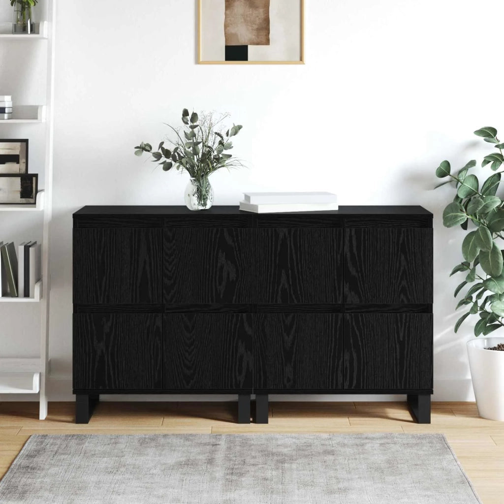 Credenza 2 pz | Madia | Buffet da pranzo | Armadio da pranzo Rovere Nero 60 x 35 x 70 cm