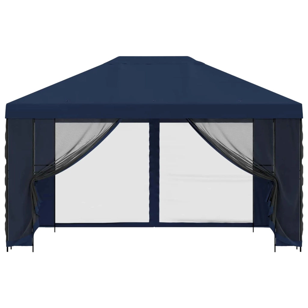 Gazebo da giardino con pareti laterali 4 × 3 m Blu 900391