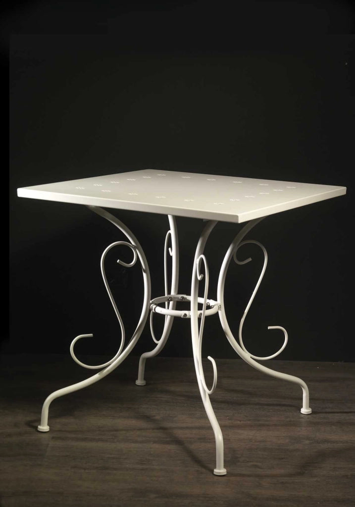 Tavolo da Giardino 70x70xh72 cm in Metallo New Old Bianco