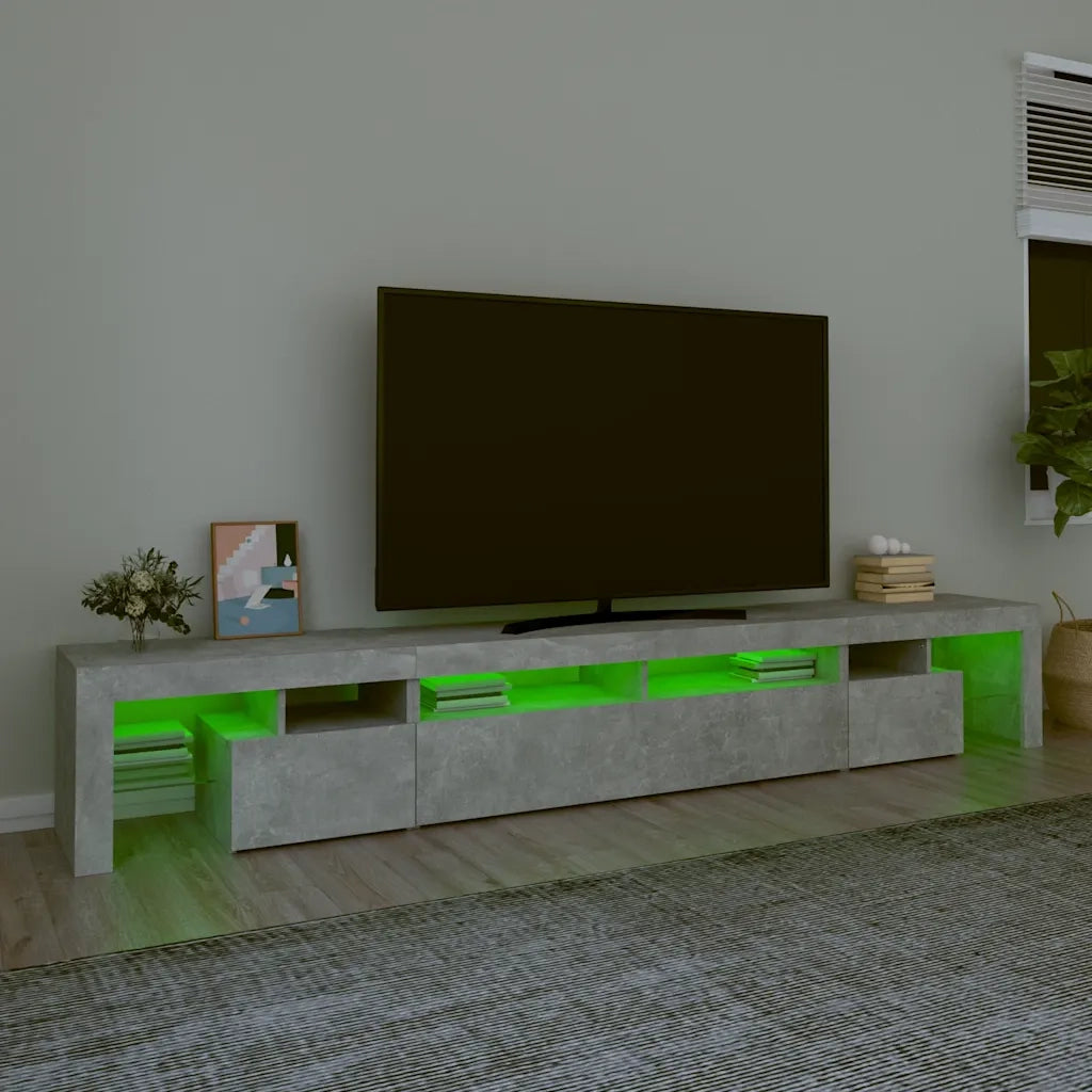 Mobile Porta TV con Luci LED Grigio Cemento 260x36,5x40 cm 3152781
