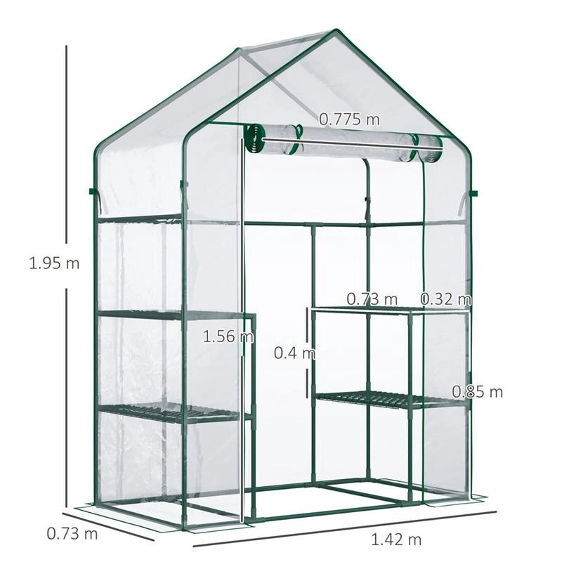 SERRA DA GIARDINO IN PE IMPERMEABILE E ANTI UV CON ACCESSORI MONTAGGIO, 142X73X195CM - VERDE