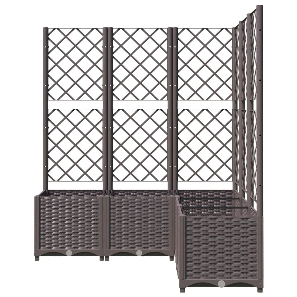 Fioriera rialzata per piante fiori terrazza giardino con traliccio 120 x 120 x 136 cm PP marrone 02_0038228