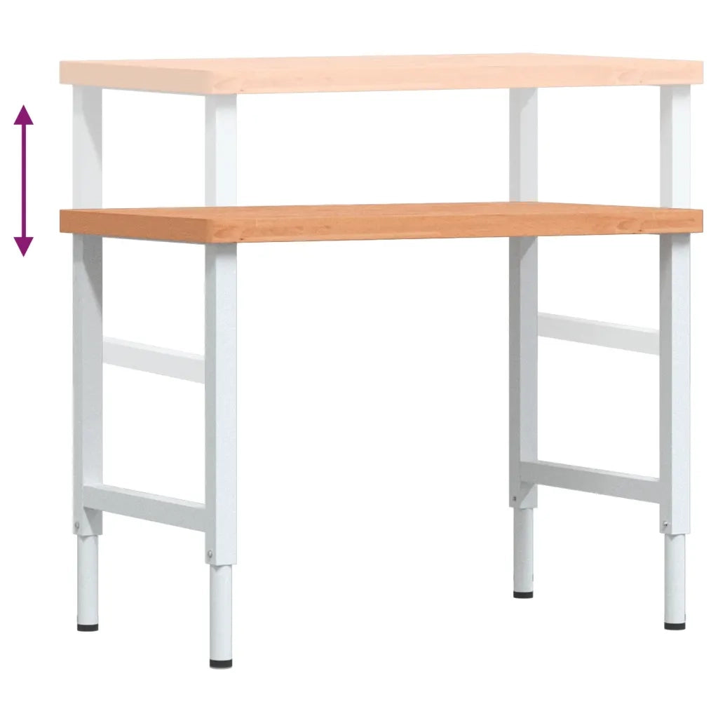 Banco Lavoro 100x60x(73-99,5) cm Legno di Faggio Rettangolare