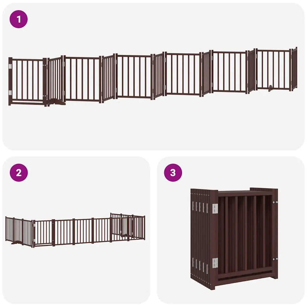 Cancelletto di sicurezza per animali domestici porta pieghevole 12 pannelli legno di pioppo marrone 02_0023170
