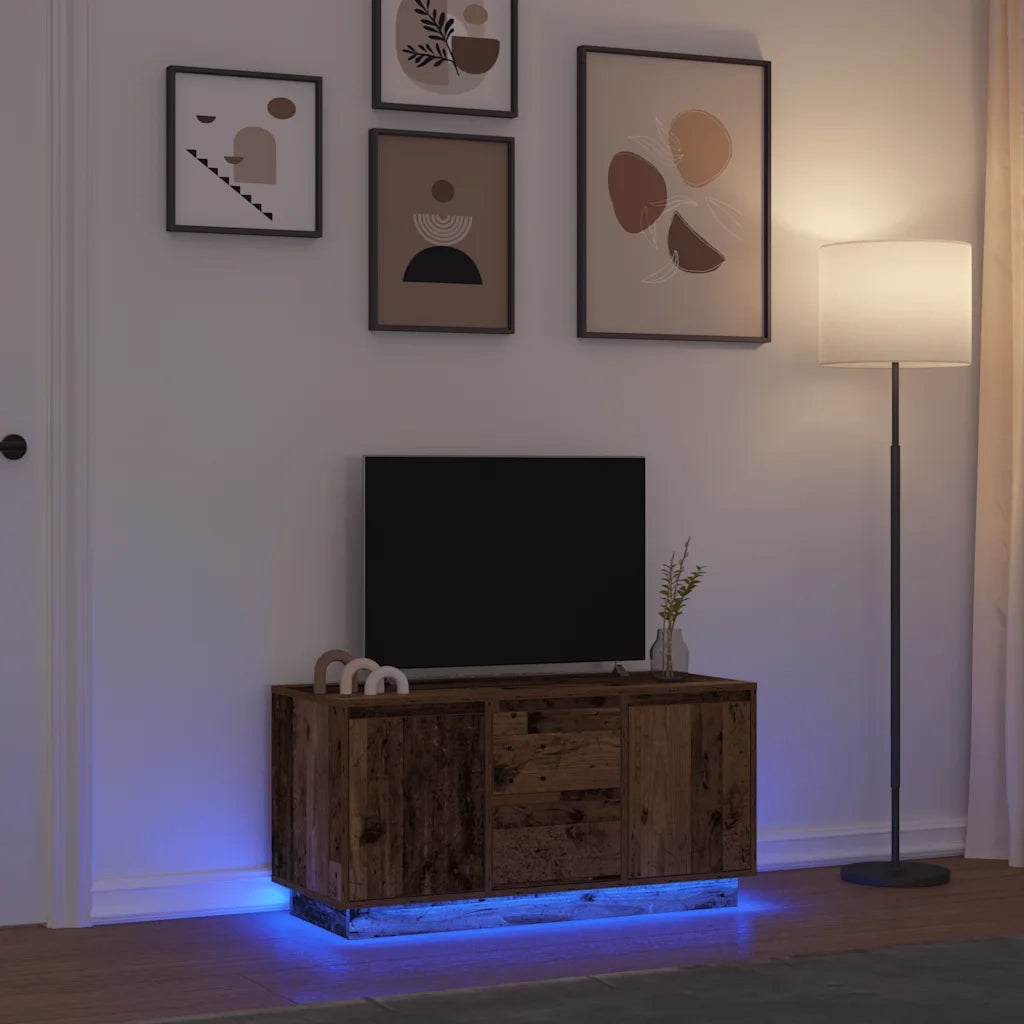 Mobile Porta TV con Luci LED Legno Antico 100x41x50 cm 861416