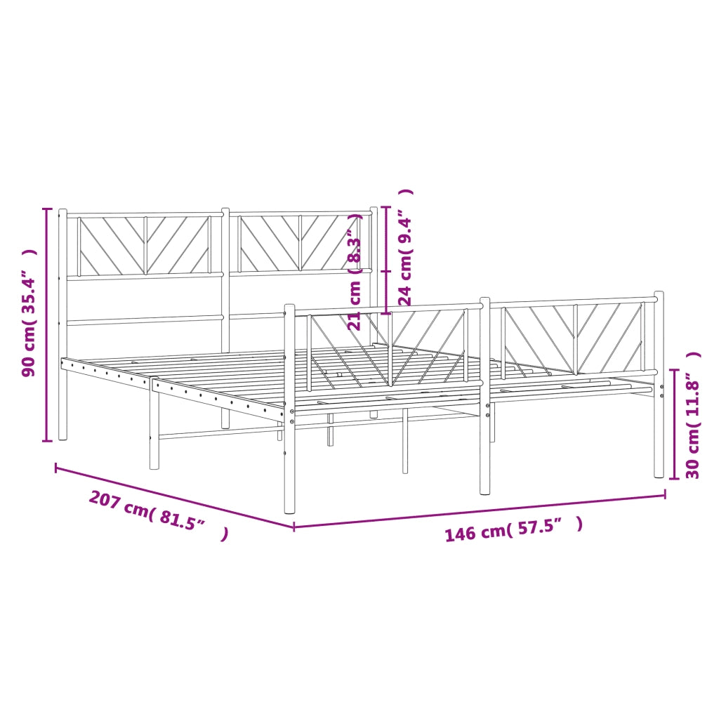 Giroletto con Testiera e Pediera-Struttura Letto Metallo Nero 140x200 cm 710633