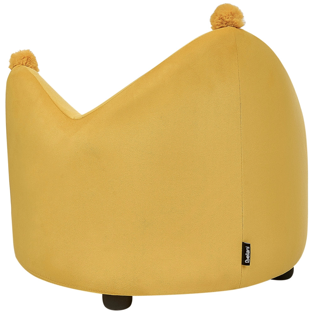 Sedia imbottita in velluto giallo con braccioli Mobili per l'asilo nido Seduta per bambini Design moderno Forma a corona