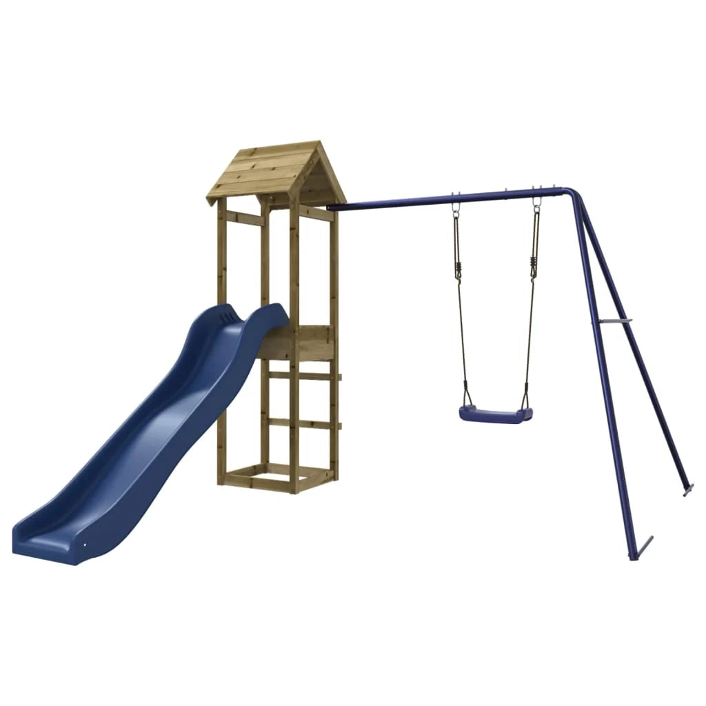 Area giochi all'aperto con altalene scivolo e robuste strutture per arrampicarsi  giochi da giardino 238 x 315 x 194 cm legno di pino impregnato 02_0004739