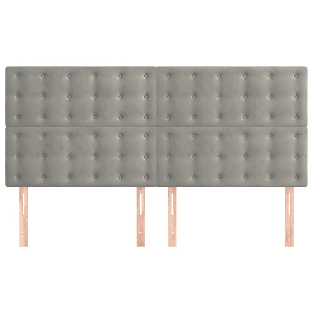 Testiera-Testata Decorativa Grigio Chiaro 200x5x118/128 cm Velluto 483492
