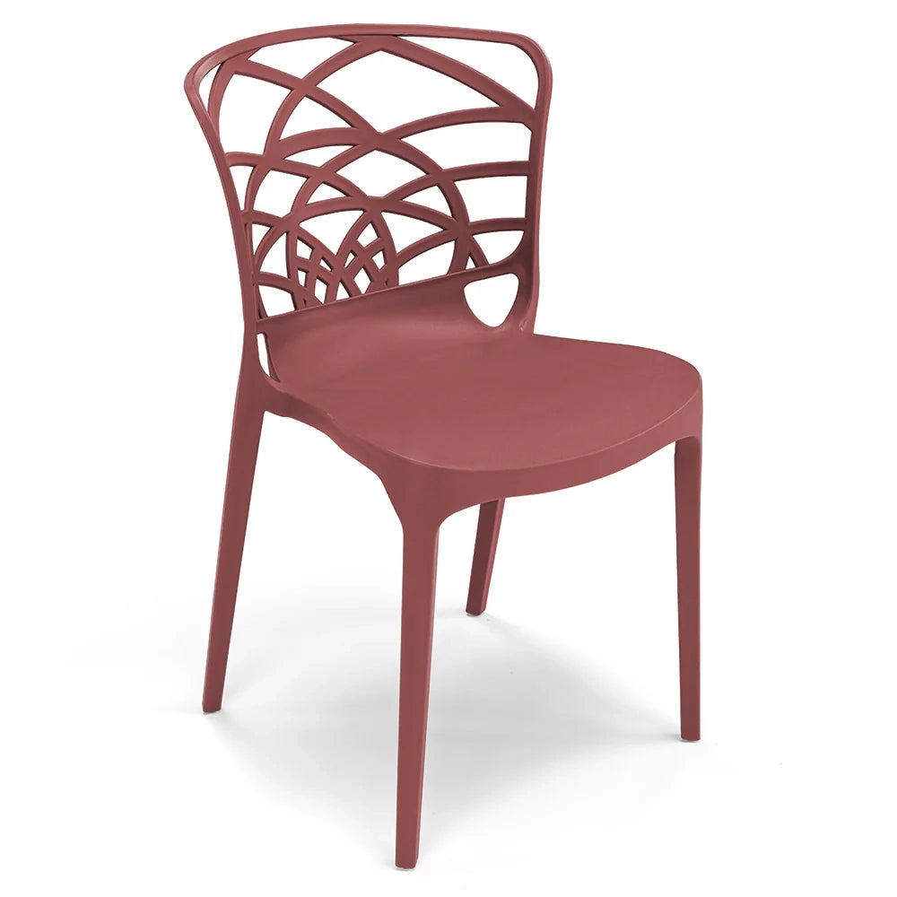 Set 2 sedie in polipropilene ARMONIA, impilabile, resistente ai raggi UV, design moderno, ideale per sala da pranzo, cucina, sala d’attesa, bar, ristoranti o giardino, colore Mattone
