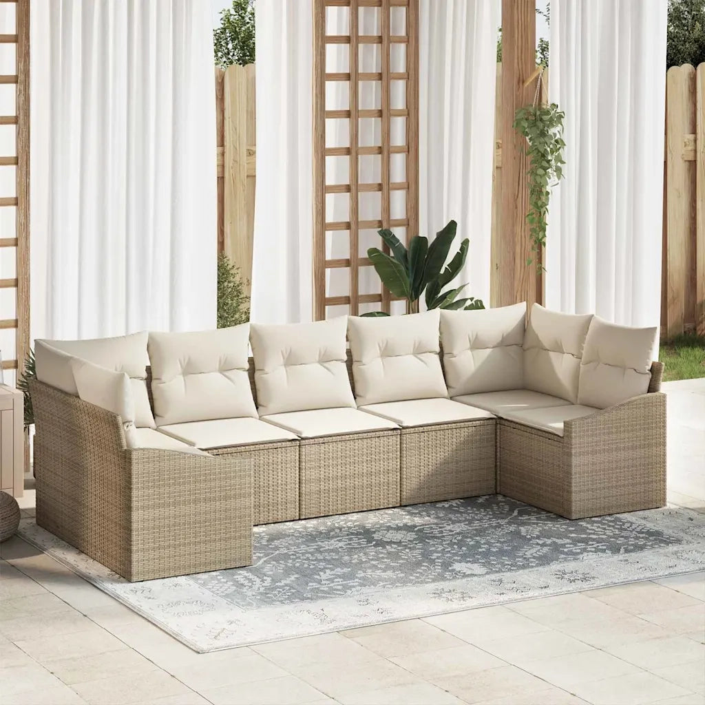 Set di divani con cuscino 7 pcs Beige polyrattan 3346871