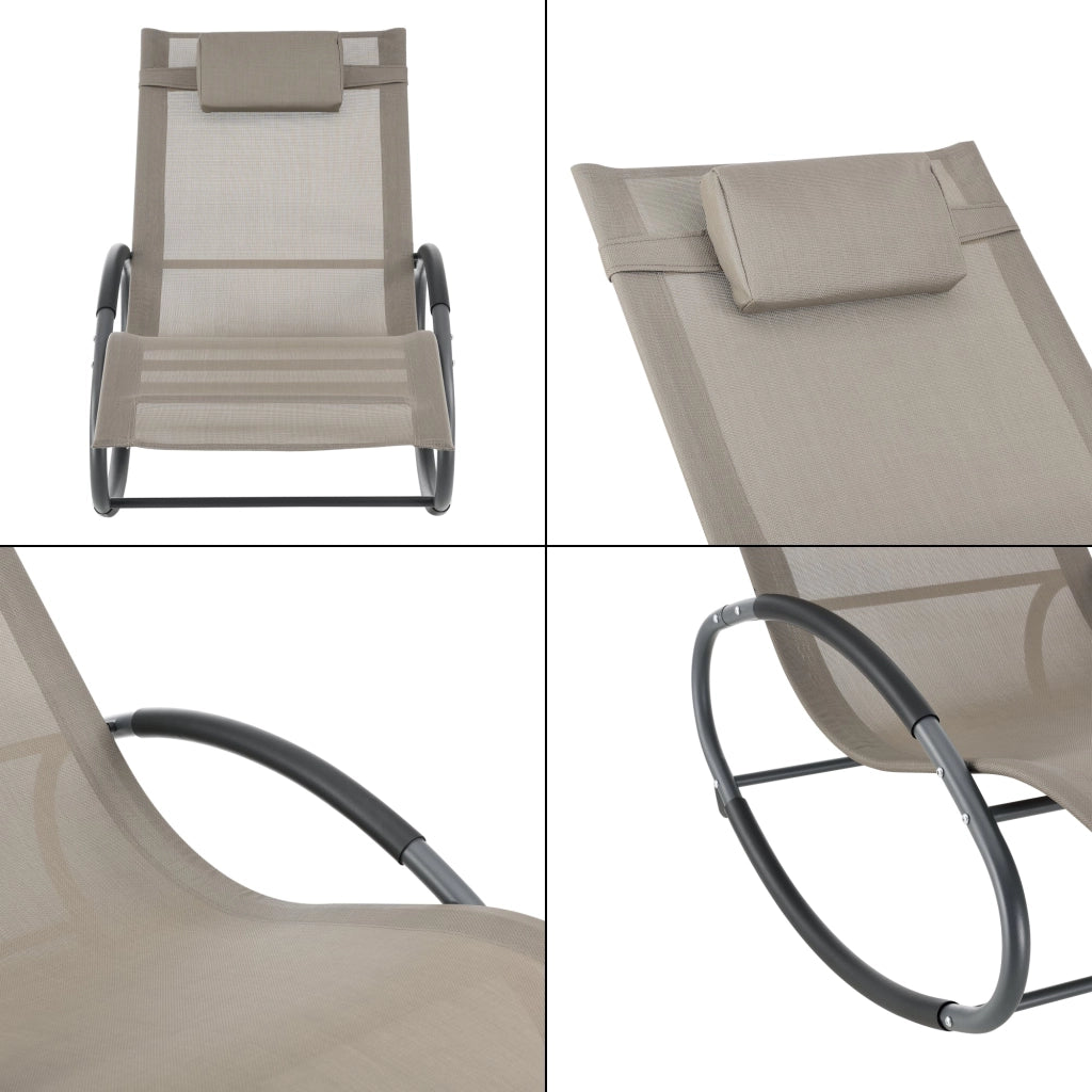 Sedia da giardino rimovibile acciaio e tessuto 153 x 63 x 81 cm beige 03_0009460