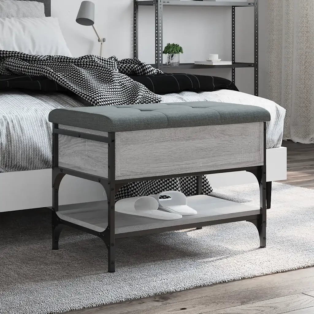 Panca Porta Scarpe-Sgabello-Panca Scarpiera Grigio Sonoma 62x42x45 cm Legno Multistrato