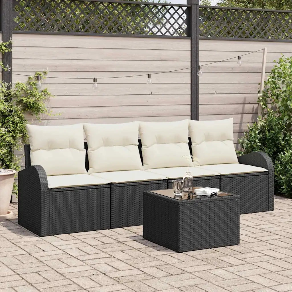 Set Divano da Giardino Nero 55 x 55 x 37 cm polyrattan