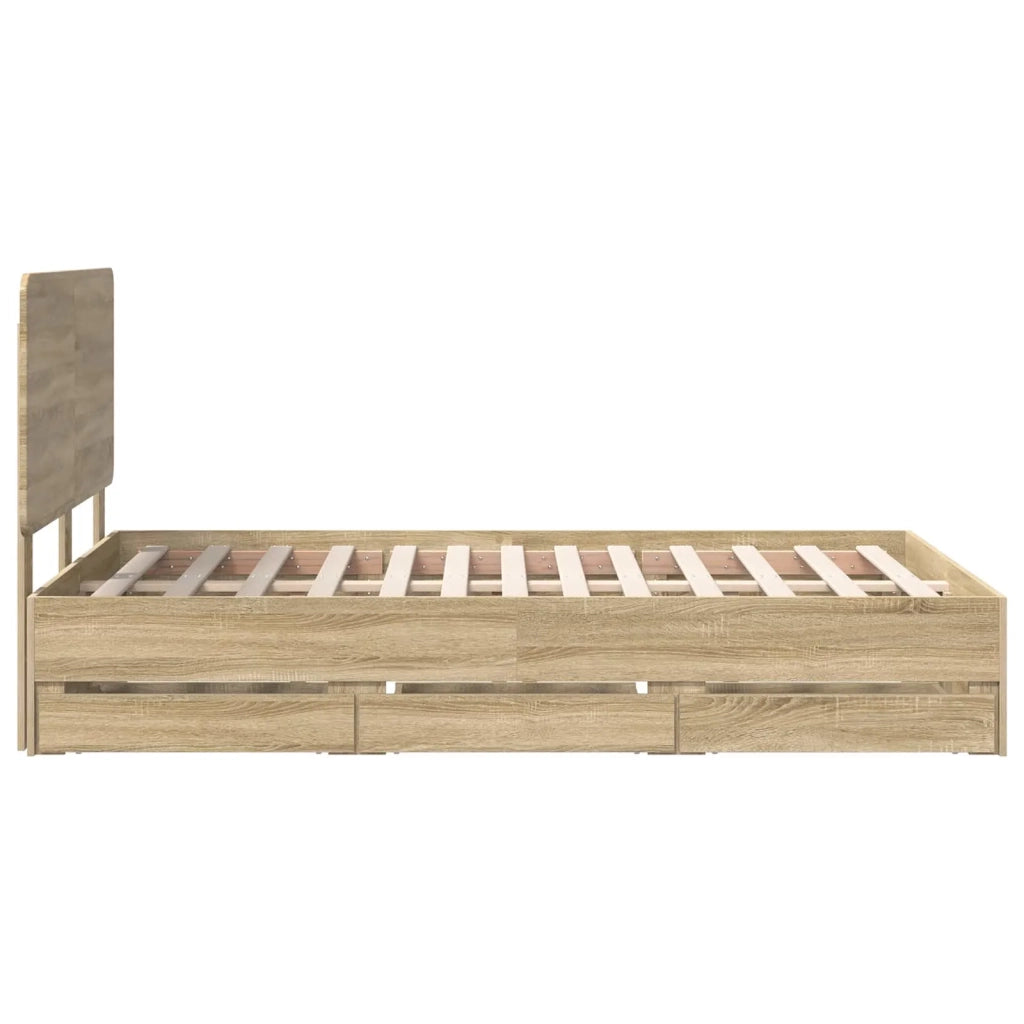 Struttura del letto con cassetto Rovere Sonoma 120 x 190 cm